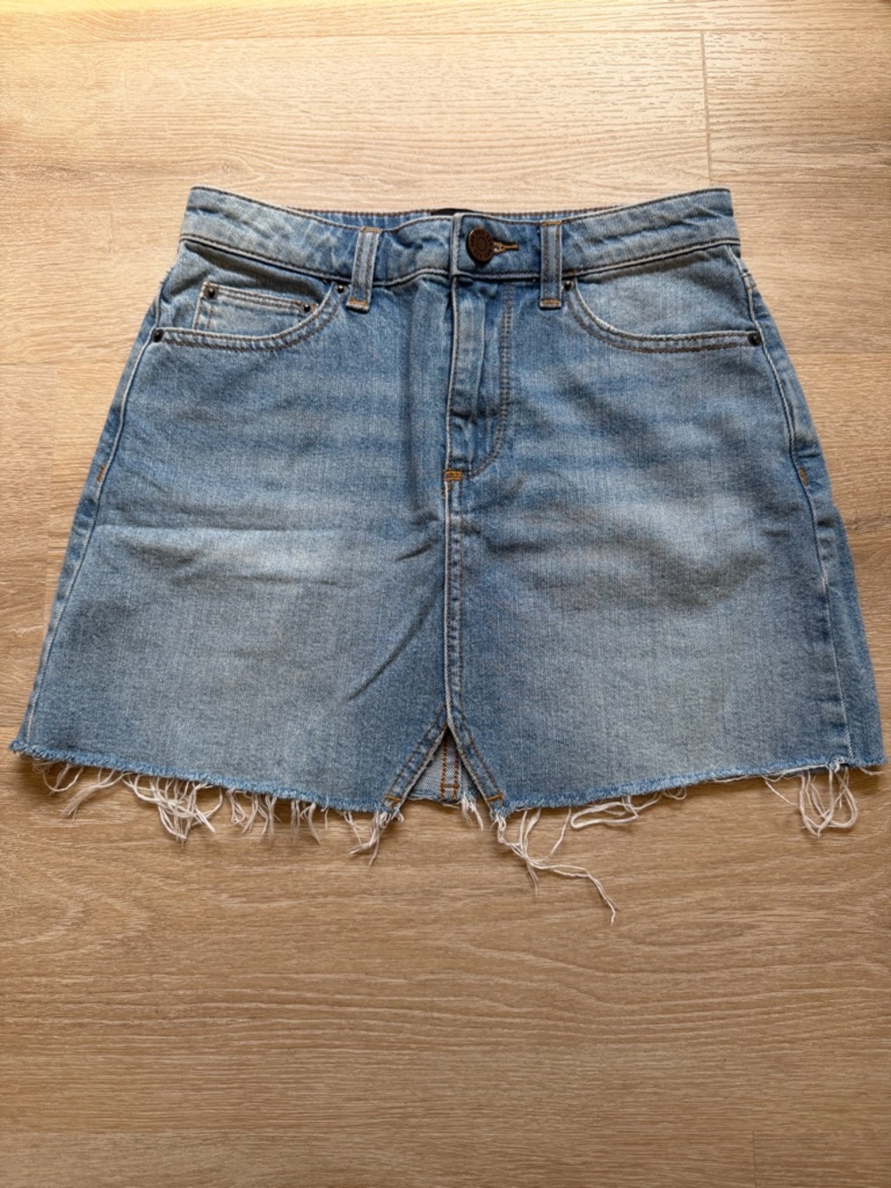 BDG Light Blue Denim High-Low Mini Skirt